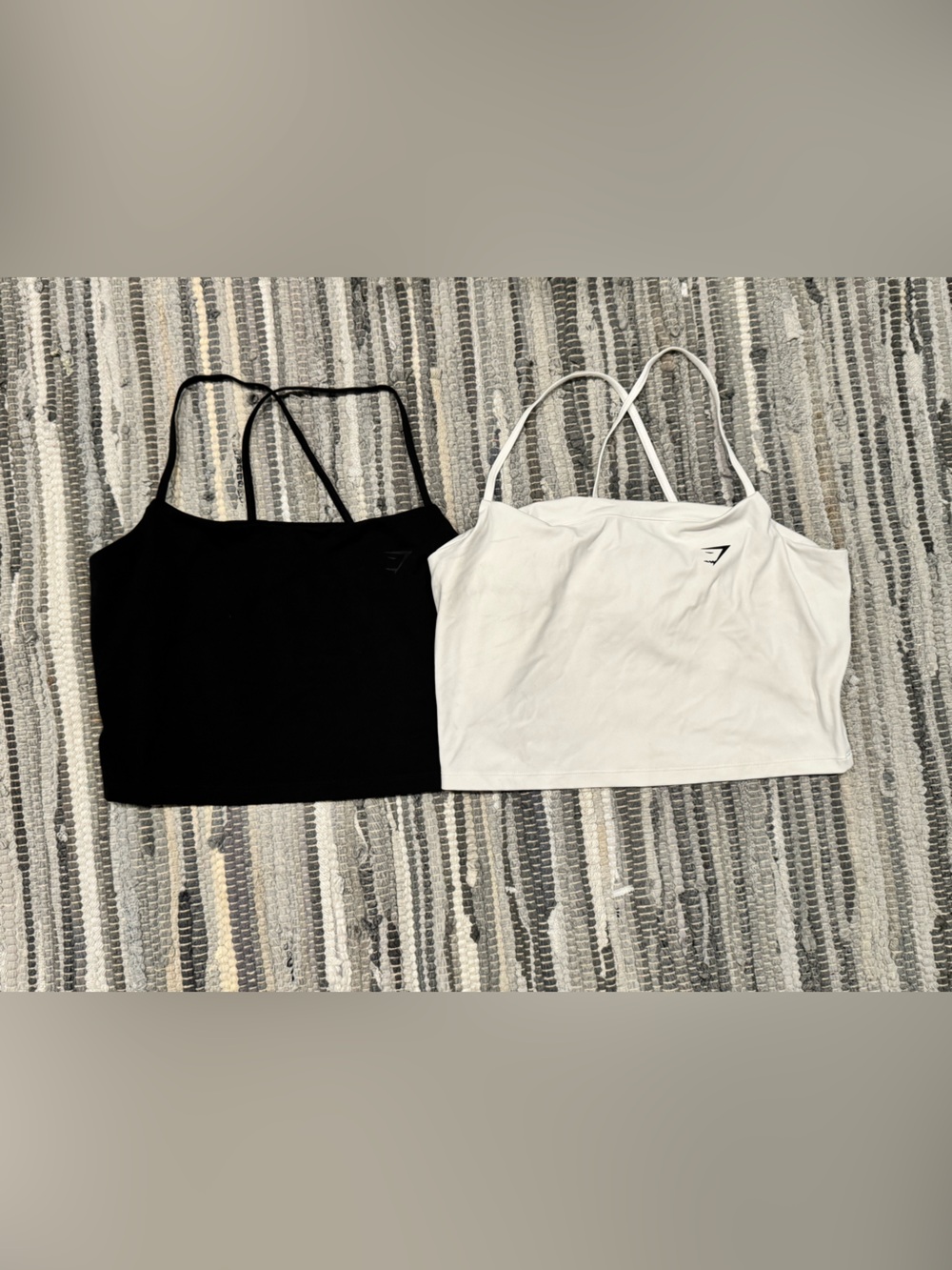 Gymshark Black and White Seamless Spaghetti Strap Crop Tops (2-Pack)